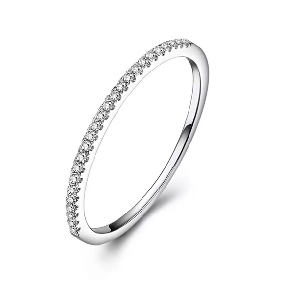 NEW Silver Diamond Eternity Stackable Ring - Picture 6 of 6